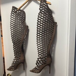 Vince Camuto Brown Over the Knee Boots with Stiletto Heel